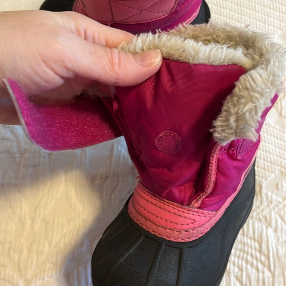 Sorel Snow Commander winter boots, toddler, pink/black, faux fur, little kids 5 - Picture 8 of 9